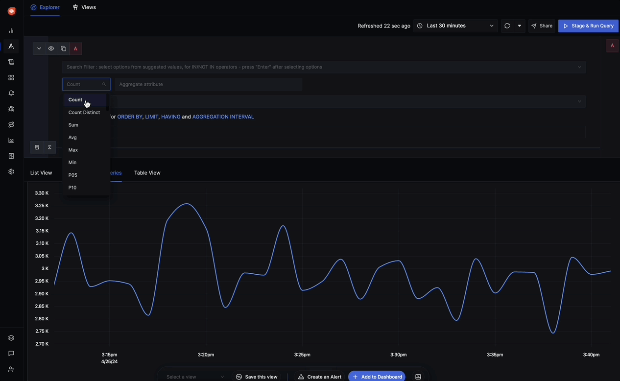 A gif explaining some more features in SigNoz Query Builder
